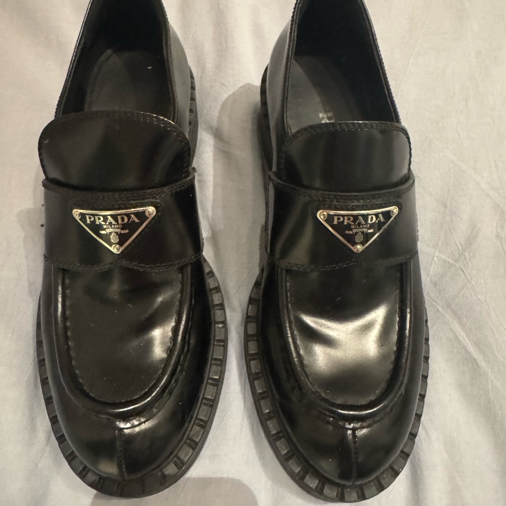 Prada Women's Black Glossy Loafers